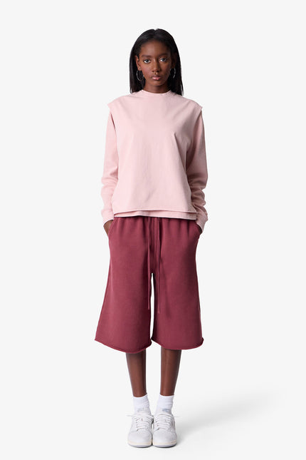 Long Sweatshorts - Washed Maroon