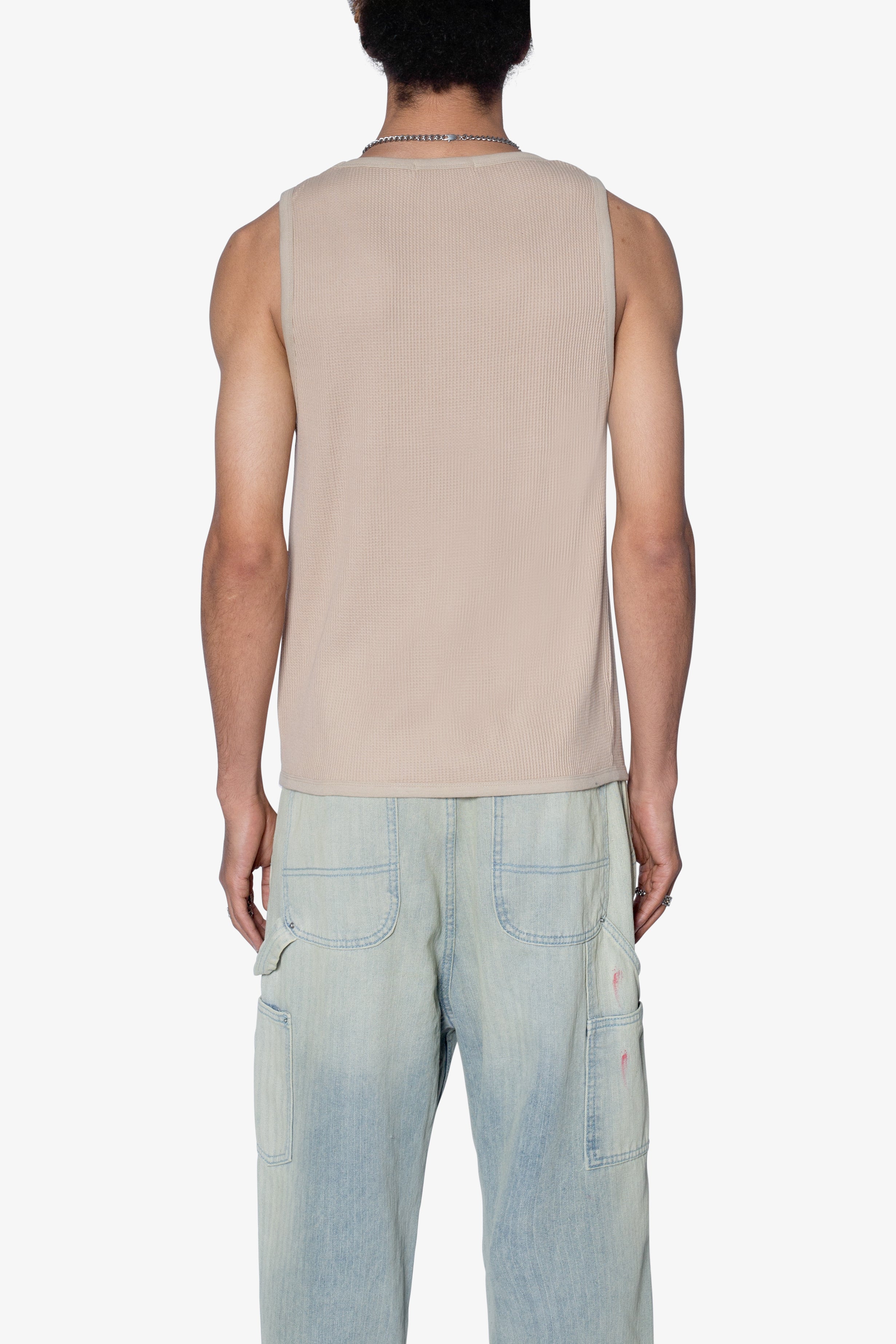 【LA MER MA MAISON】25SS★ SLEEVELESS WAFFLE KNIT Waffle Knit Tank - Khaki | mnml | shop now