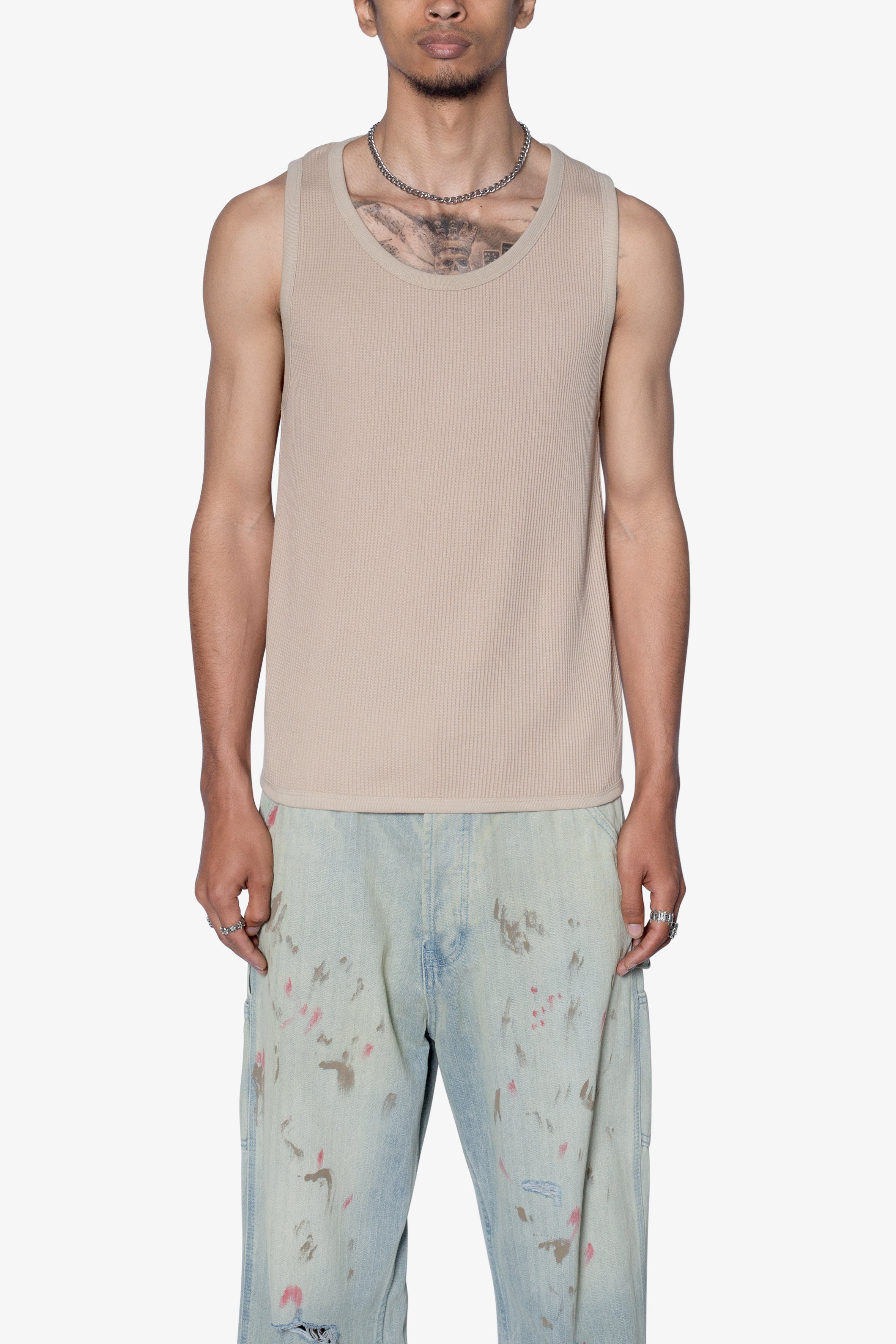 Waffle Knit Tank - Khaki | mnml | shop now