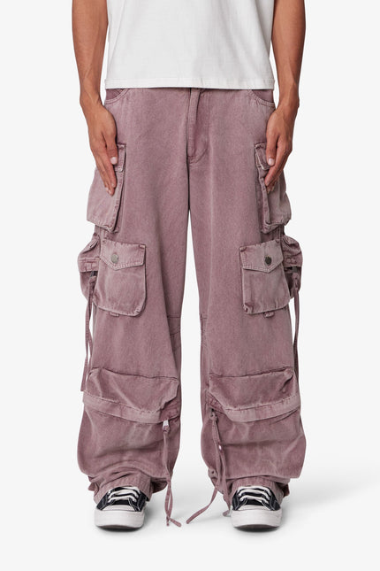 Washed Barrel Cargo Pants - Brick