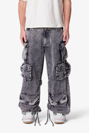 Pantalones cargo de barril lavados - Negro lavado