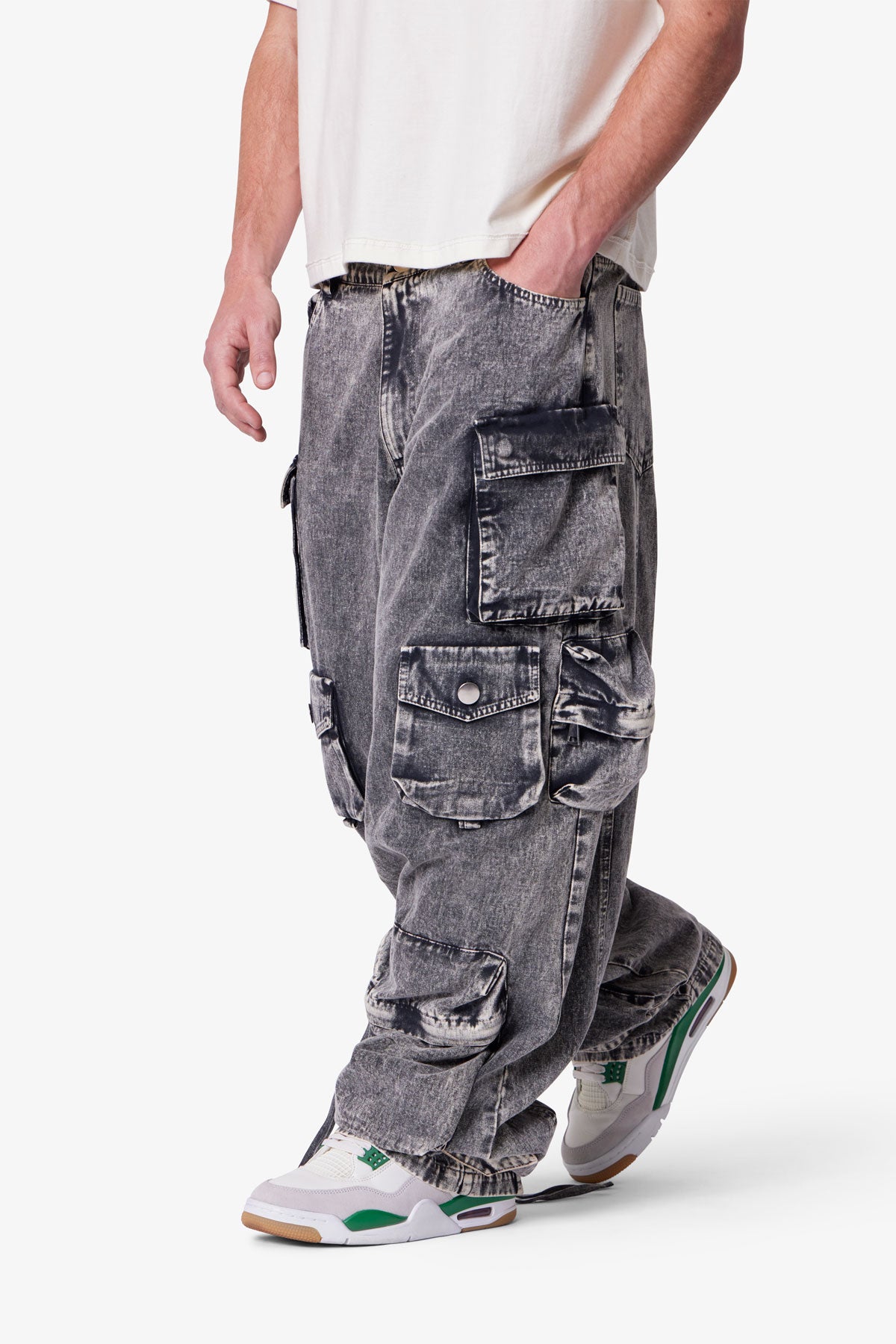 パンツ OG LABEL WASHED CARGO PANTS GRAY M X-girl（エックスガール） カーゴパンツ WASHED 2WAY WIDE LEG CARGO
