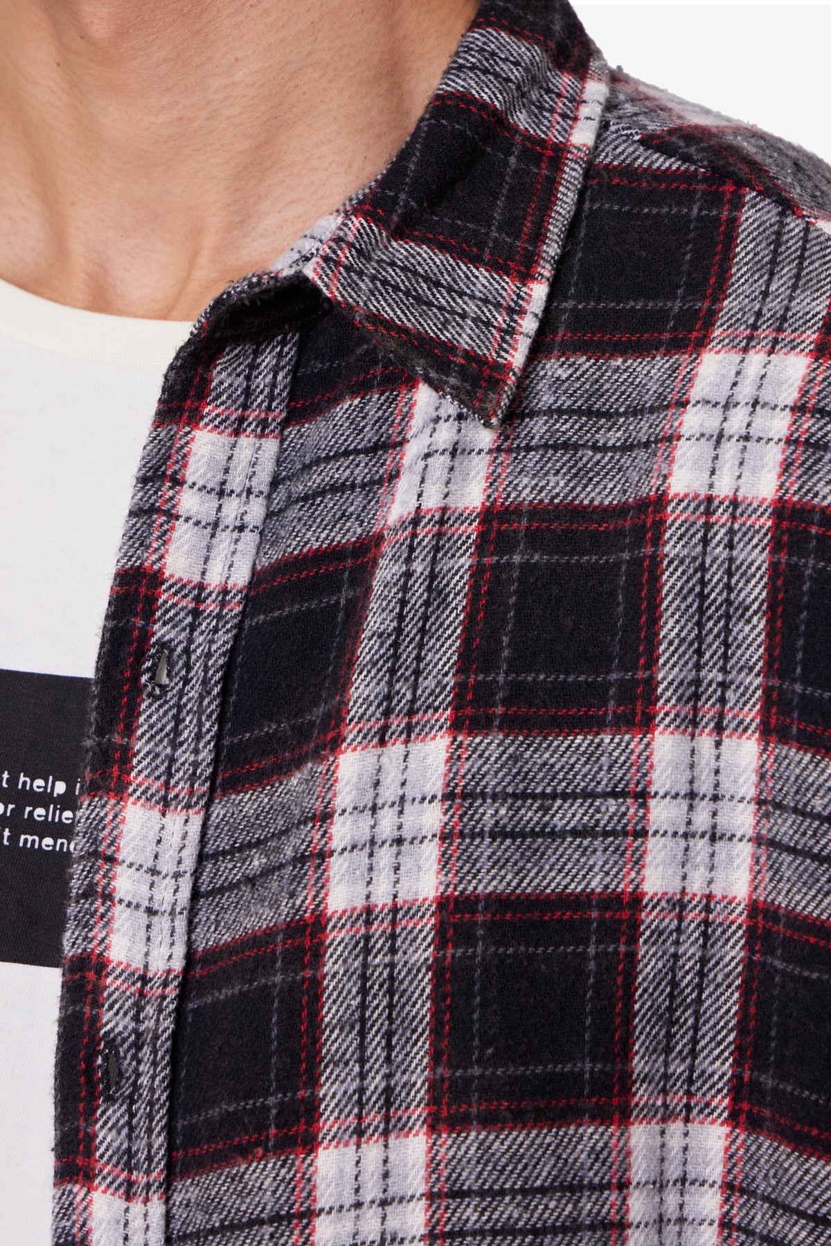 Washed Cropped Flannel Shirt - Black/White | mnml