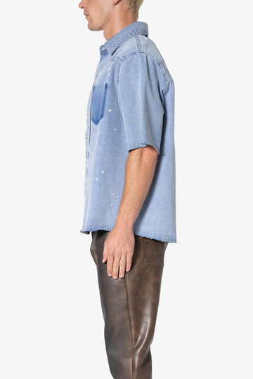 Washed Denim Button Up Shirt - Blue