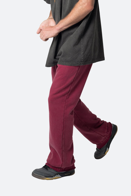 Washed Flare Sweatpants - Magenta