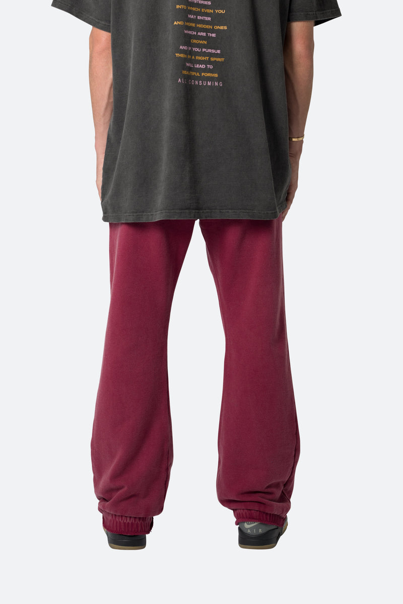 Washed Flare Sweatpants - Brown