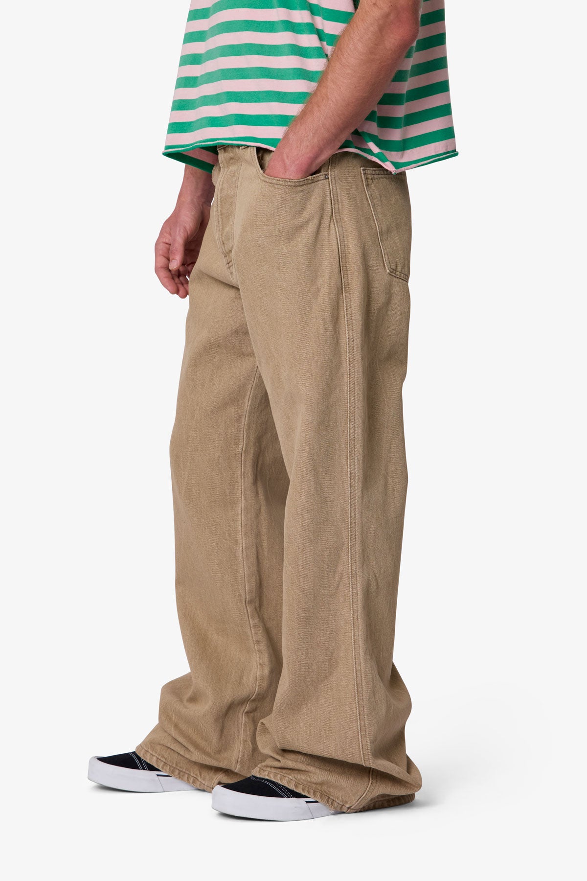 Washed Kick Flare Denim - Khaki | mnml