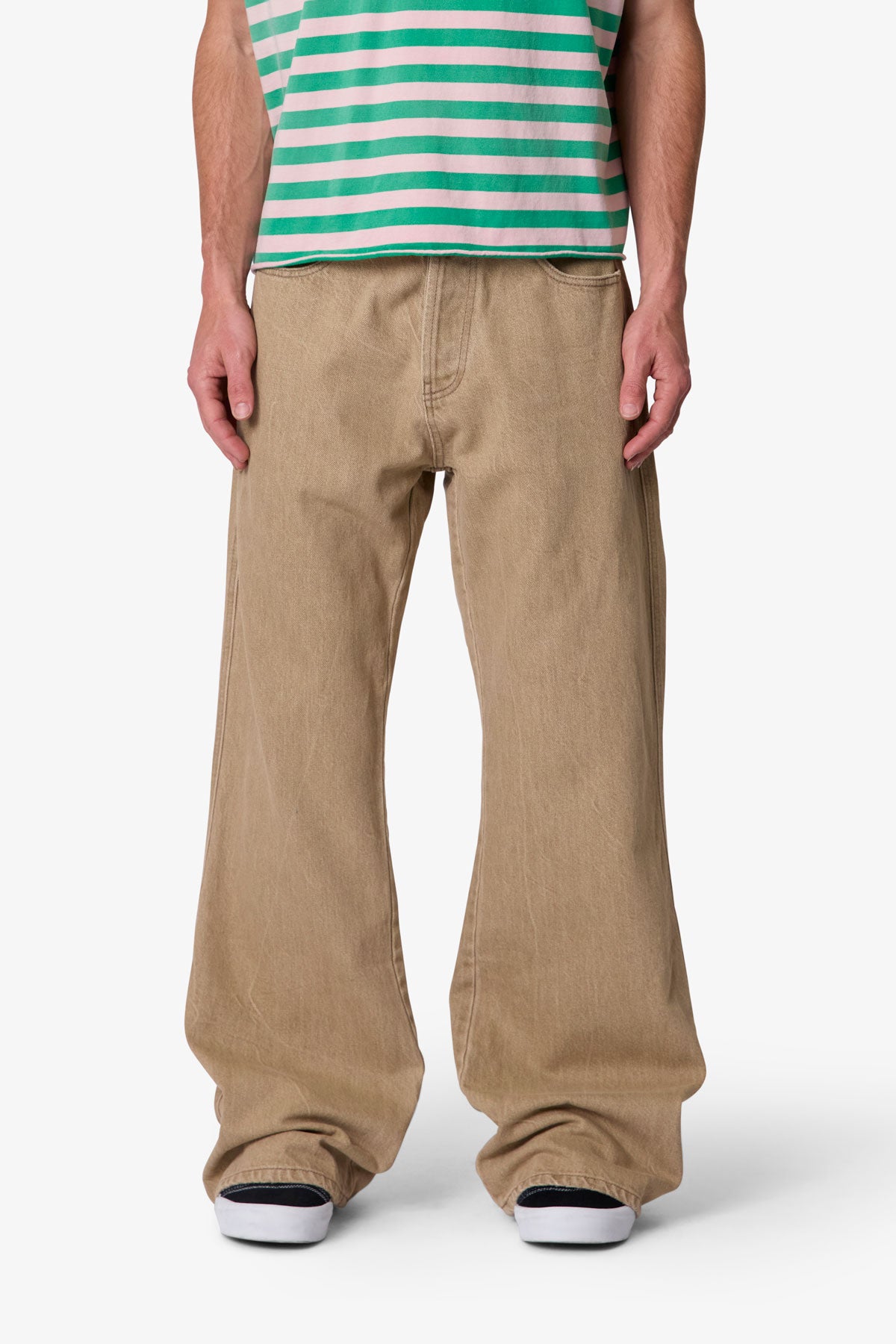 Washed Kick Flare Denim - Khaki | mnml