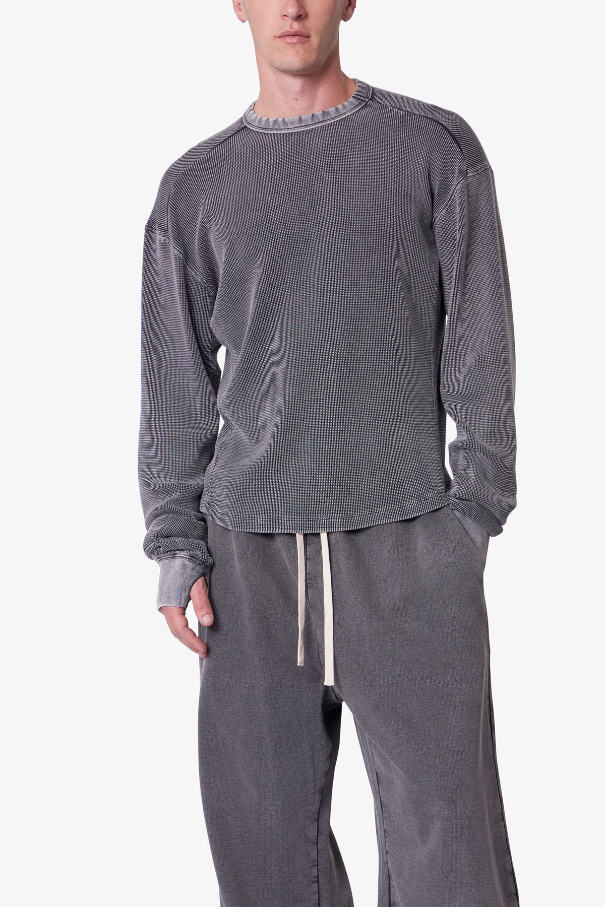 Washed Thermal L/S Tee - Washed Black | mnml