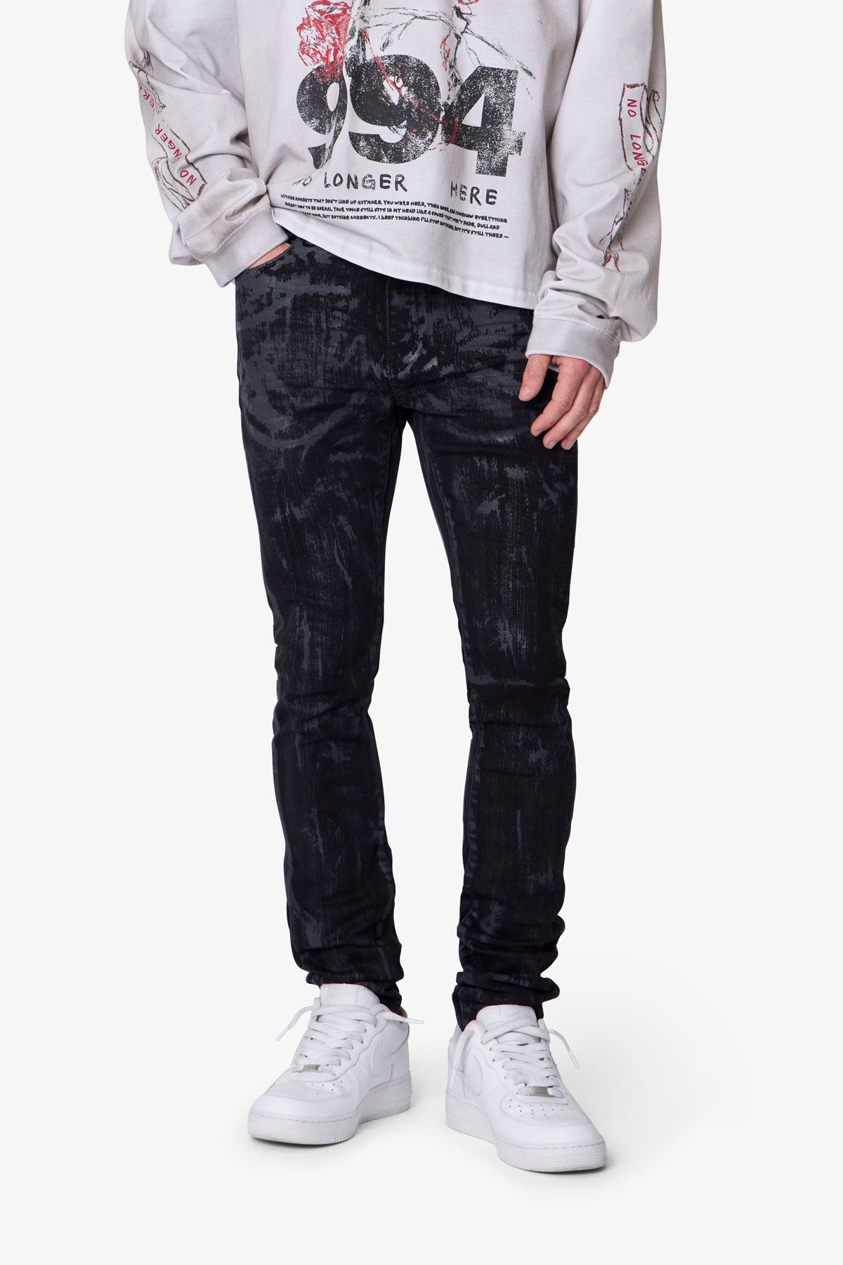 Waxed Skinny Denim - Black | mnml