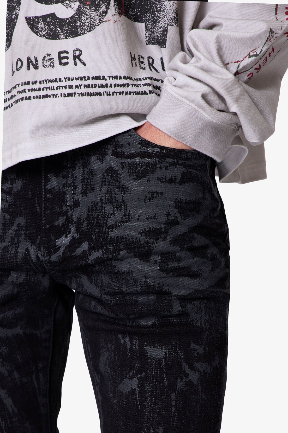 Waxed Skinny Denim - Black | mnml