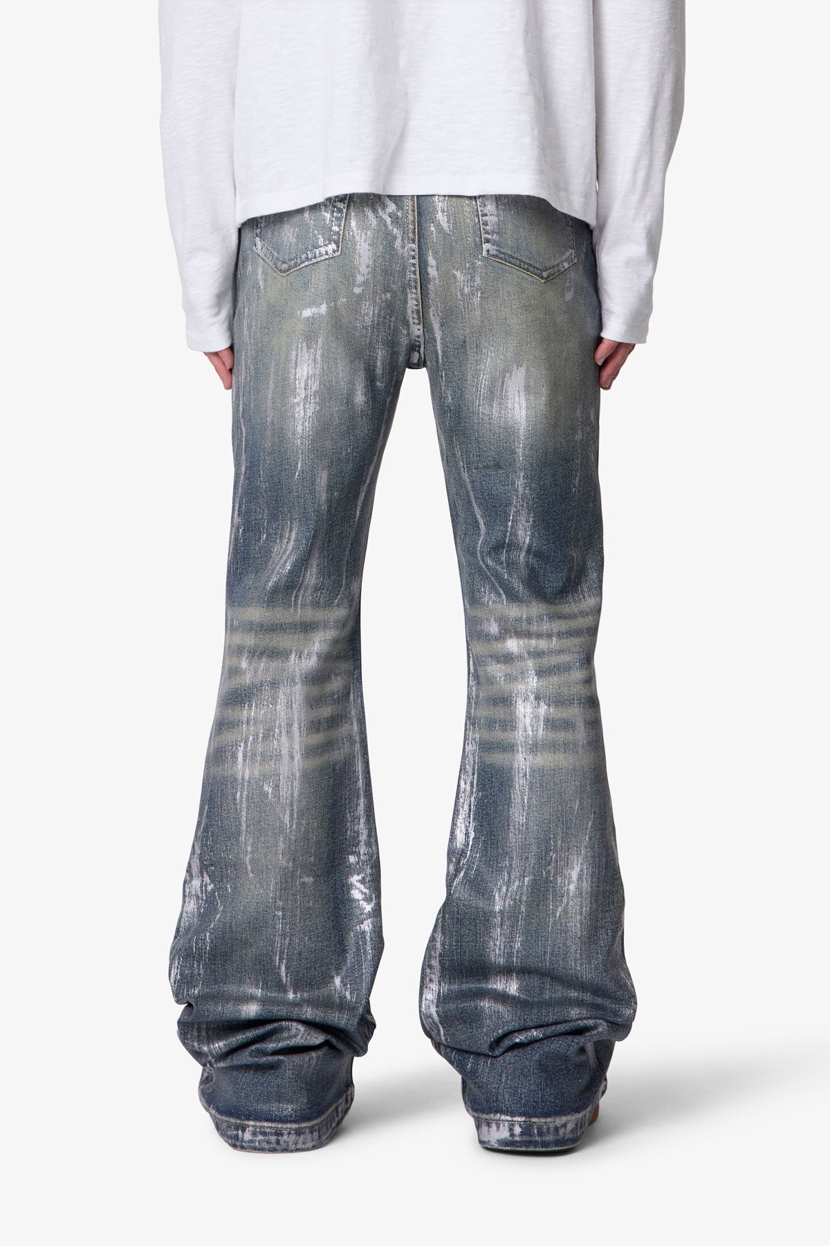 Waxed Super Flare Denim - Blue | mnml
