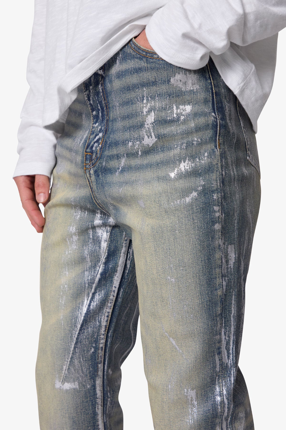 Waxed Super Flare Denim - Blue | mnml