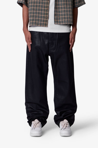 Black Waxed Ultra Baggy Denim - Size 28