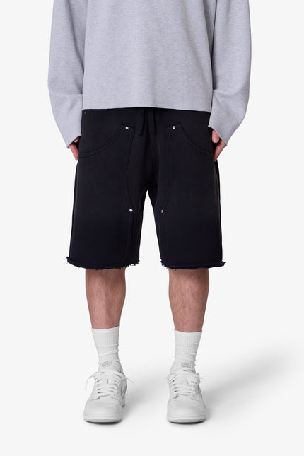 West Double Knee Sweatshorts - Washed Black