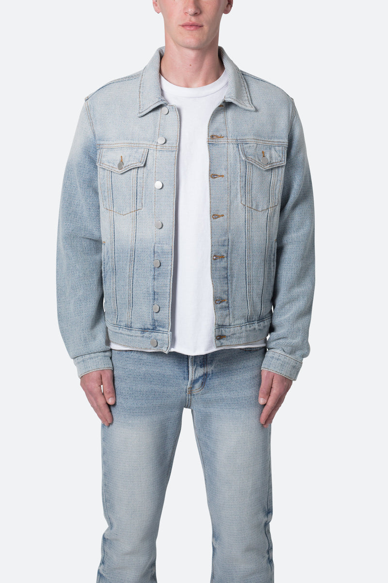 Western Crosshatch Trucker Jacket - Blue | mnml | shop now