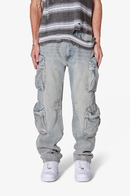 Wide Bellow Cargo Denim - Blue