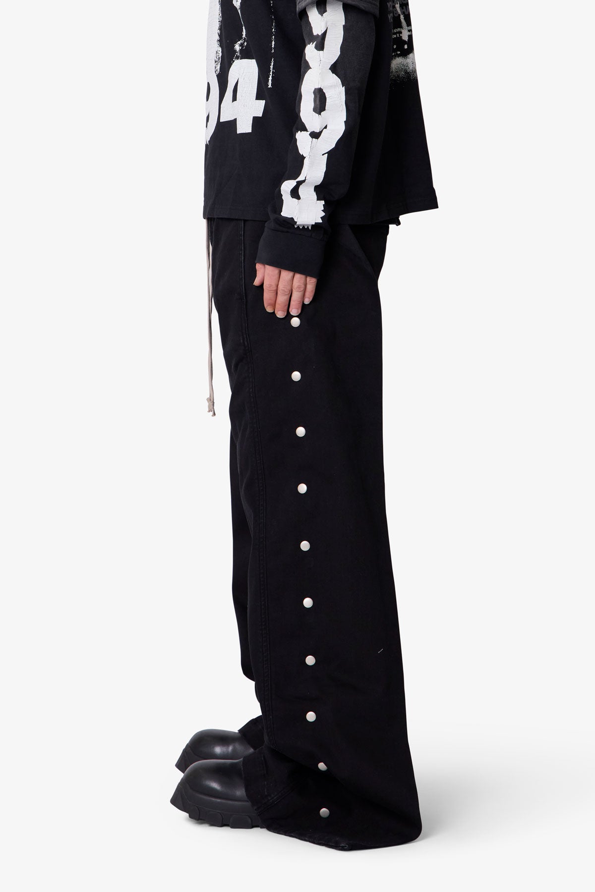 Wide Panel Side Snap Pants - Black | mnml