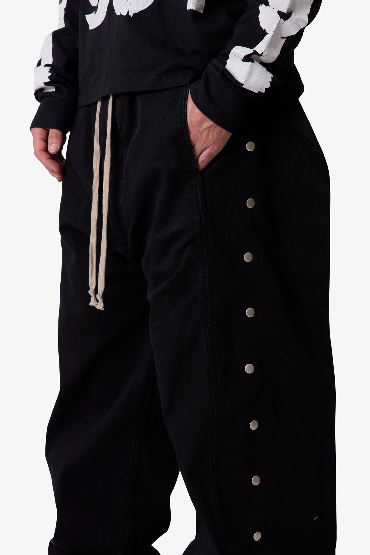 Wide Panel Side Snap Pants - Black | mnml