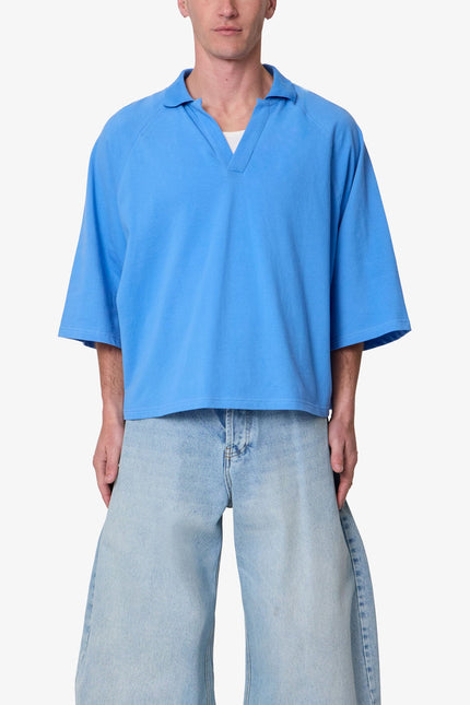 Wide Polo S/S Shirt - Light Blue