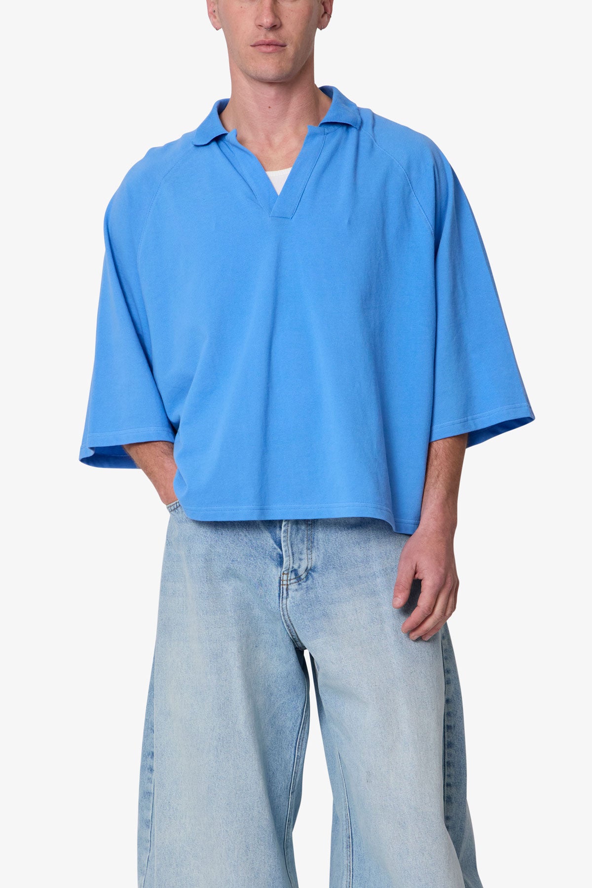 Wide Polo S/S Shirt - Light Blue | mnml
