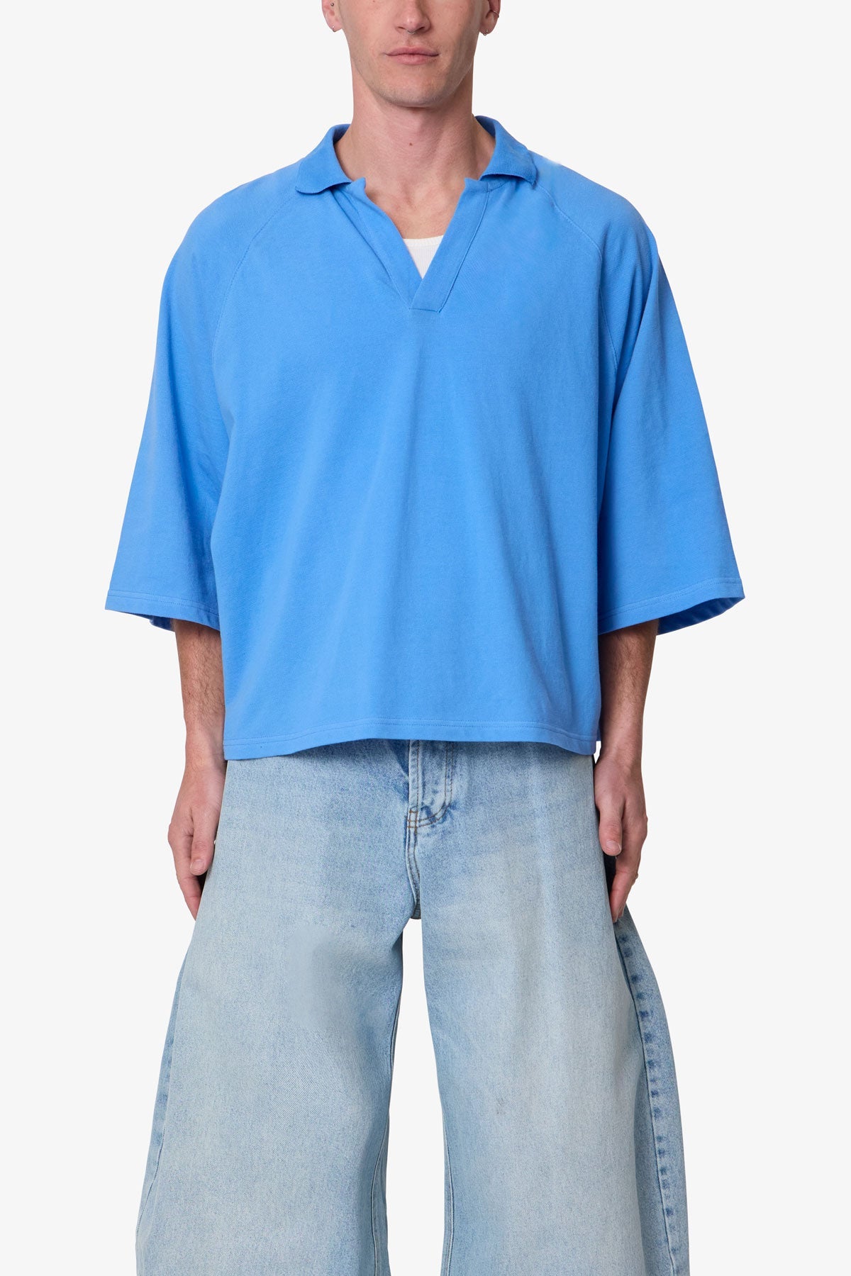 Wide Polo S/S Shirt - Light Blue | mnml