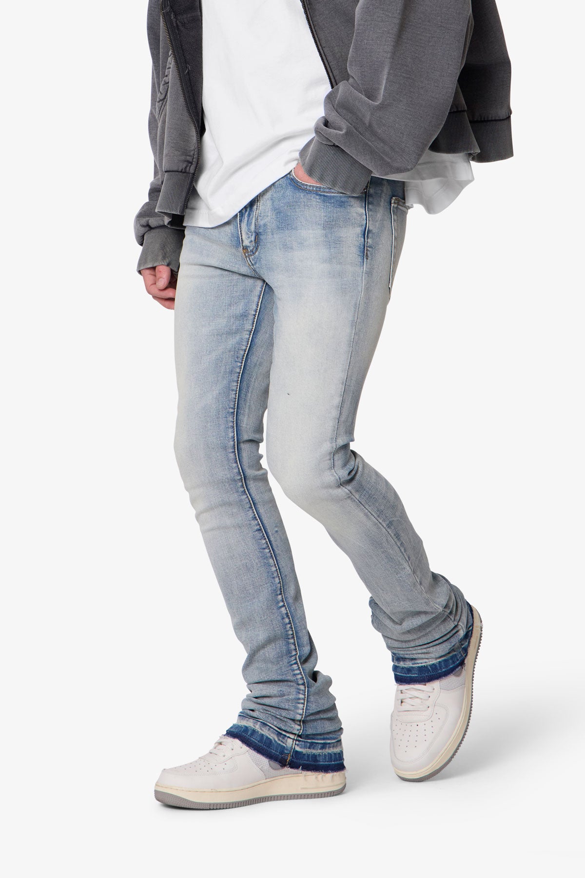 X514 Skinny Stacked Denim - Medium Blue | mnml | shop now