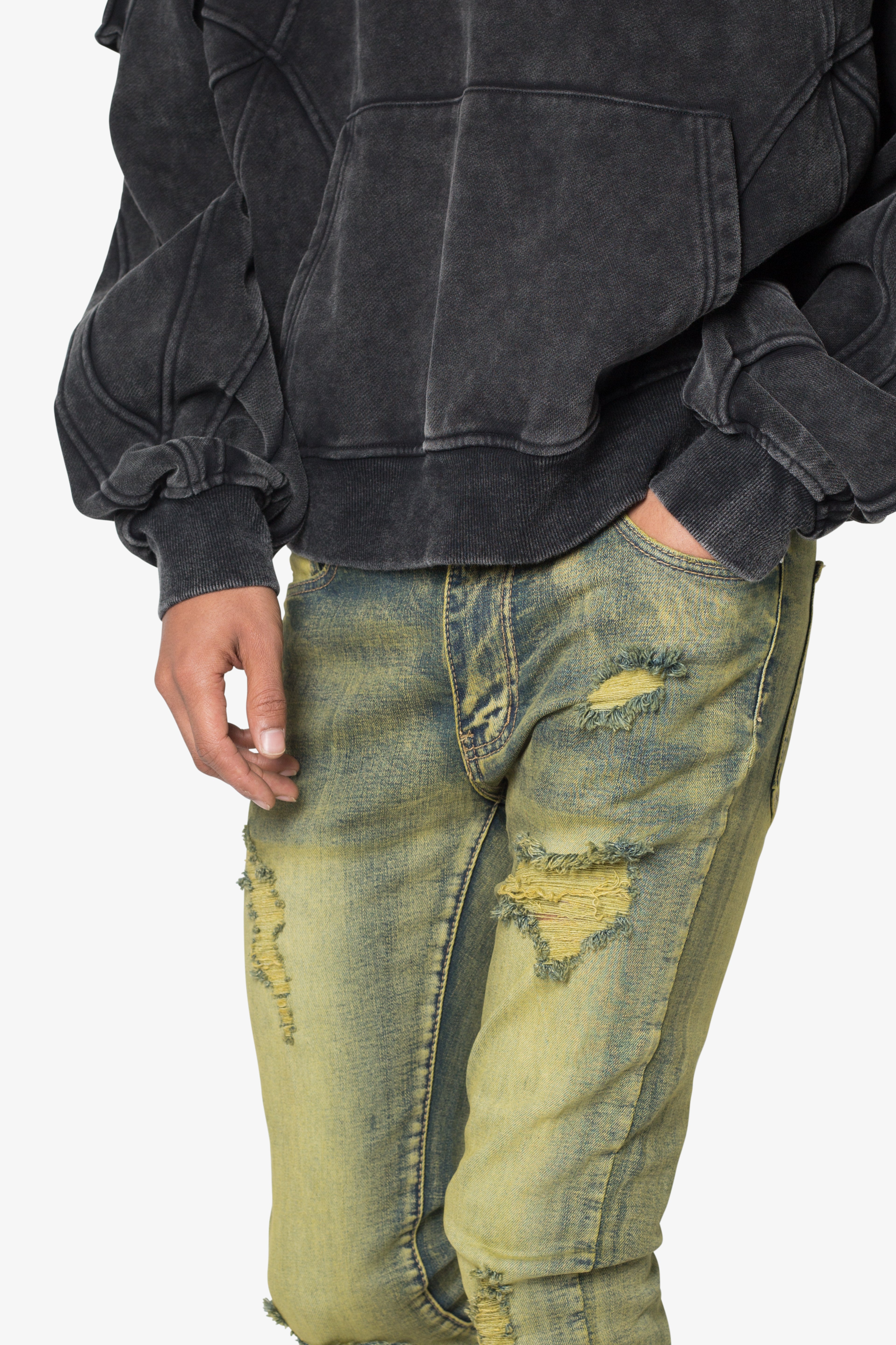 X609 Algae Skinny Denim - Green | mnml | shop now