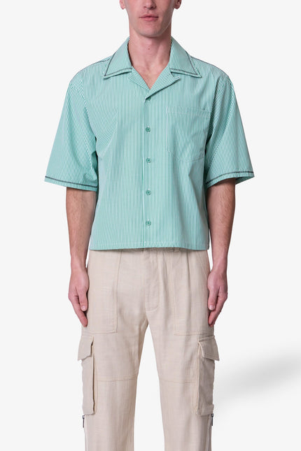 Zig Zag Stitch Button Up Shirt - Green