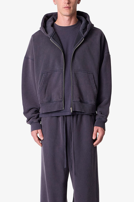 Zip Hoodie - Washed Black