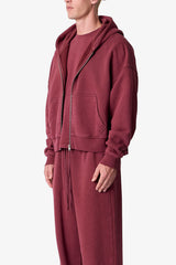 Zip Hoodie - Washed Maroon