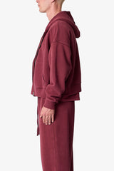 Zip Hoodie - Washed Maroon