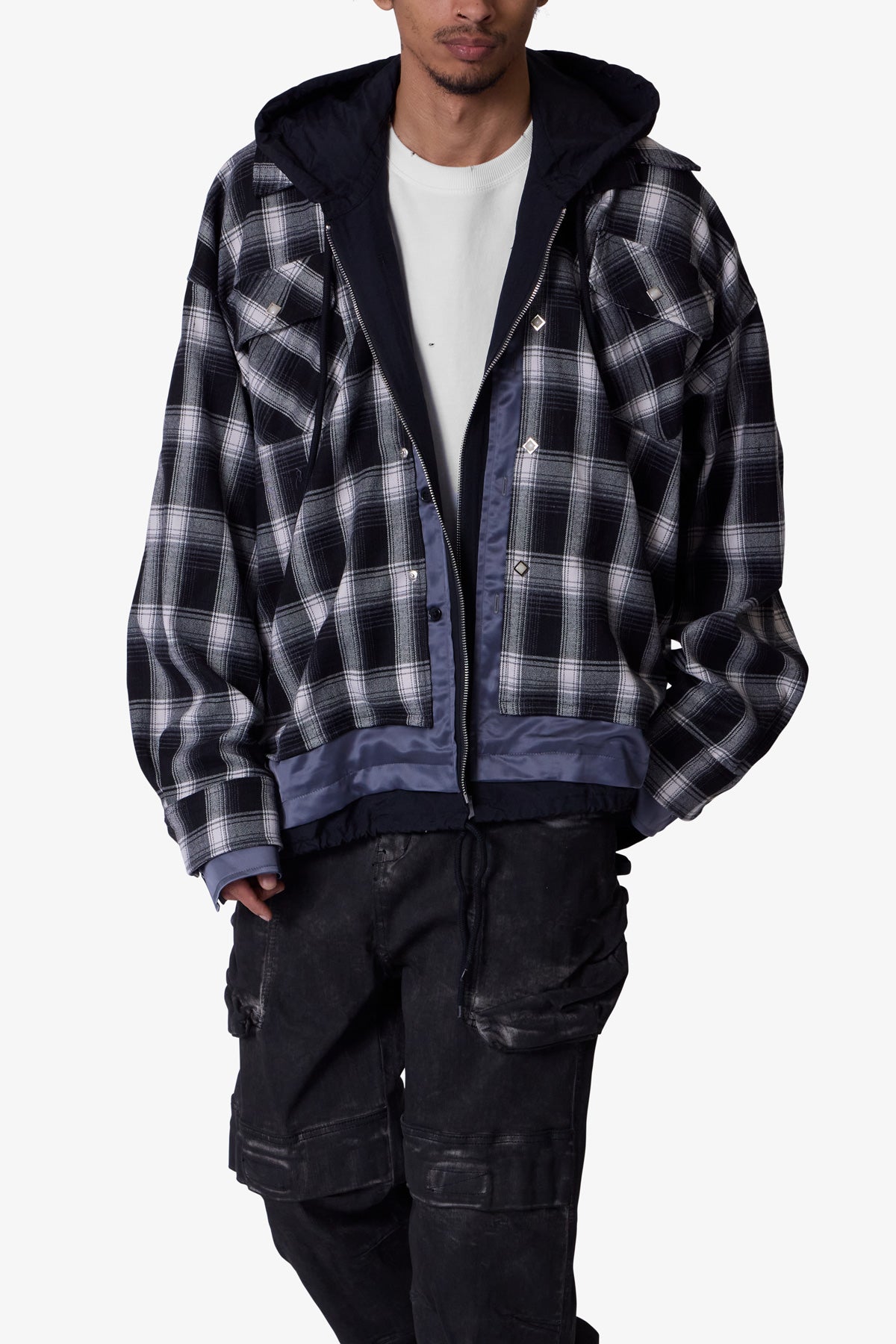 Zipped-Up-Flannel-Jacket-Black