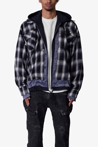 Zipped Up Flannel Jacket - Black | mnml | shop now