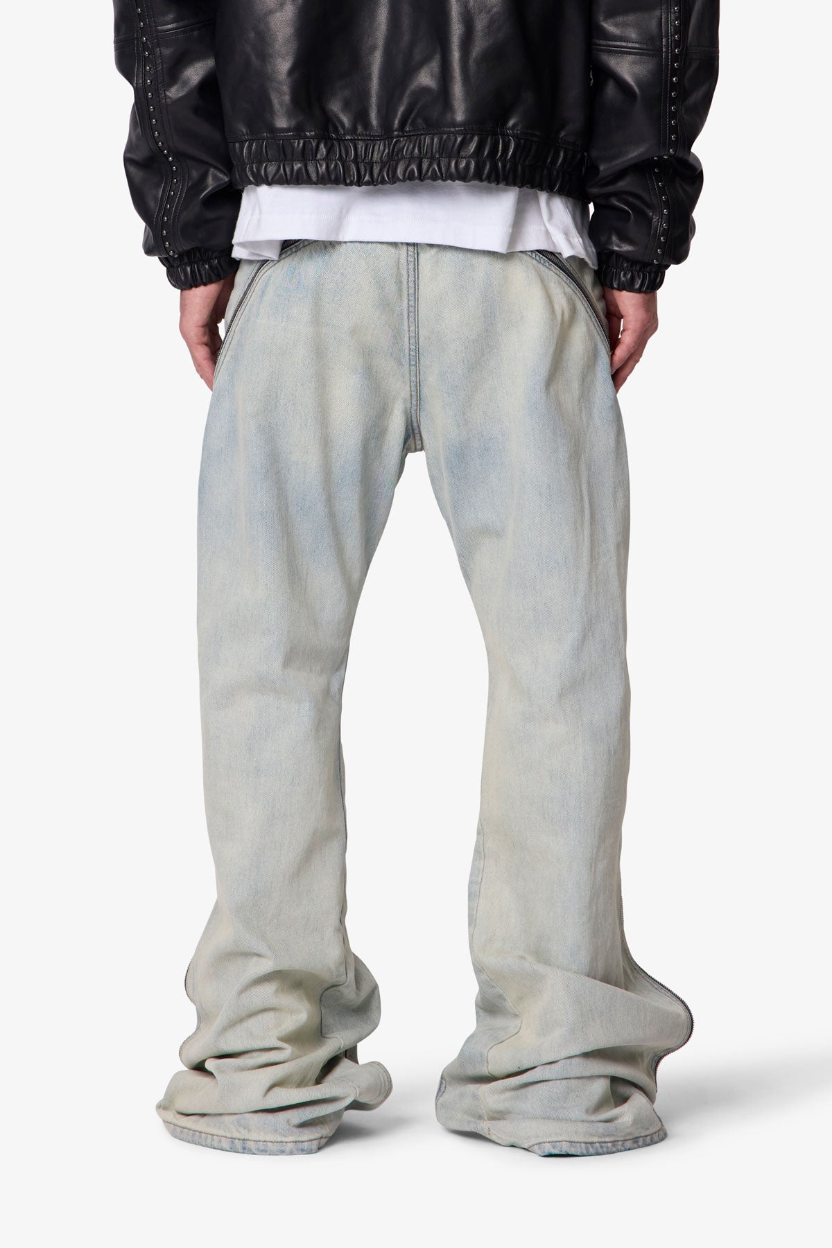 Zipper Extra Flare Denim - Light Vintage | mnml