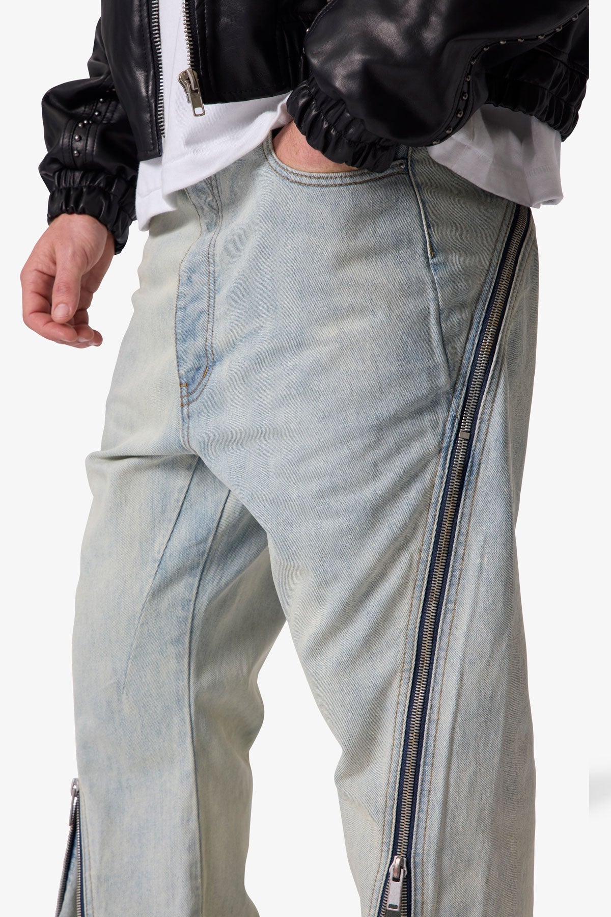 Zipper Extra Flare Denim - Light Vintage | mnml