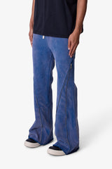 Zipper Flare Sweatpants - Blue