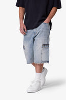 Short en jean à fermeture éclair - Bleu clair