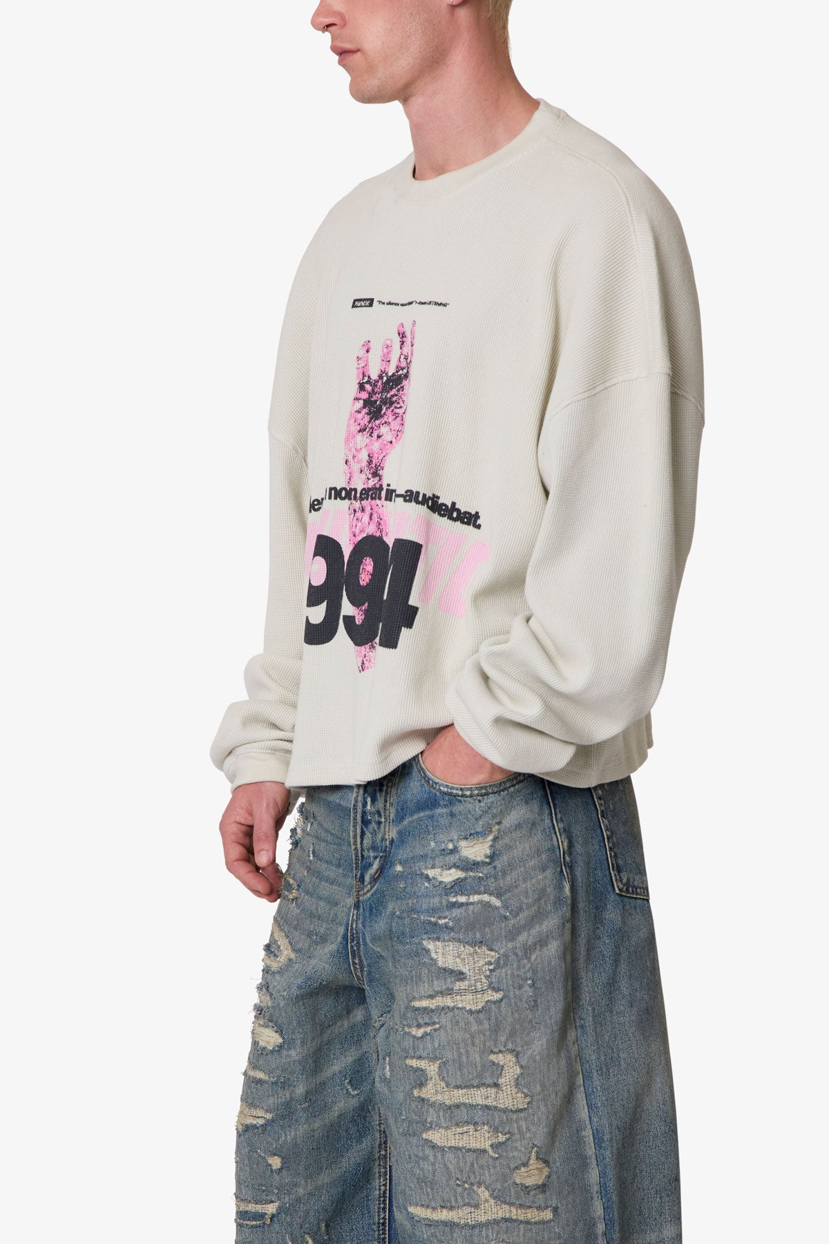 Zombie Hand Thermal Shirt - Grey | mnml