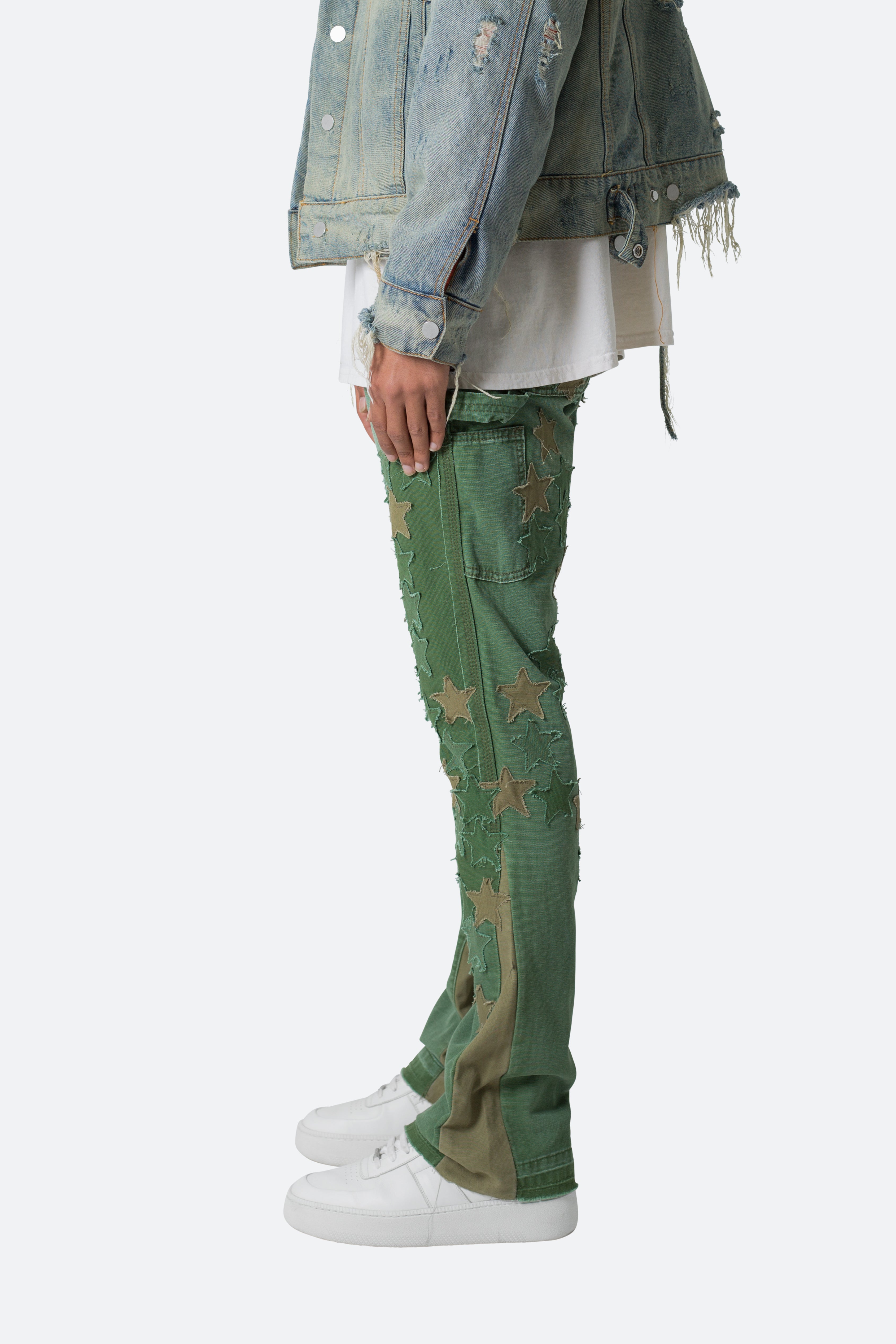B451 Star Flare Denim - Olive | mnml | shop now
