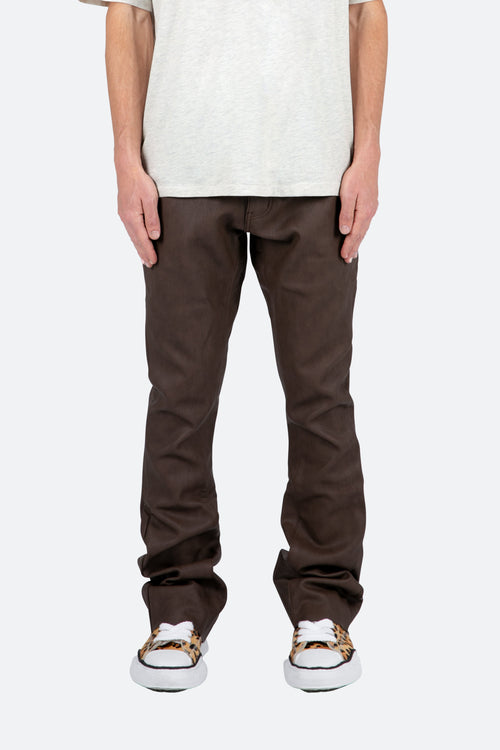 B460 Leather Flare Denim - Brown | mnml | shop now