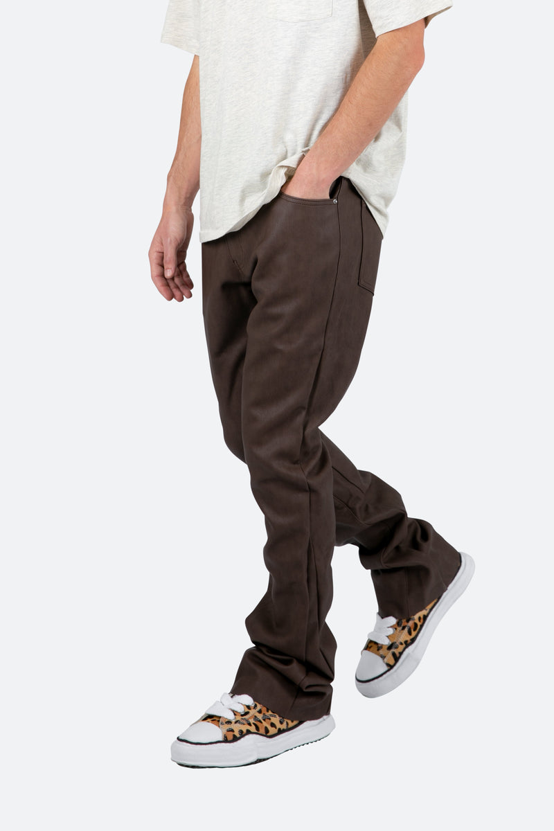 B460 Leather Flare Denim - Brown | mnml | shop now