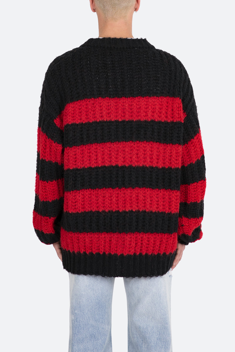 Big Stripe Cardigan - Black/Red