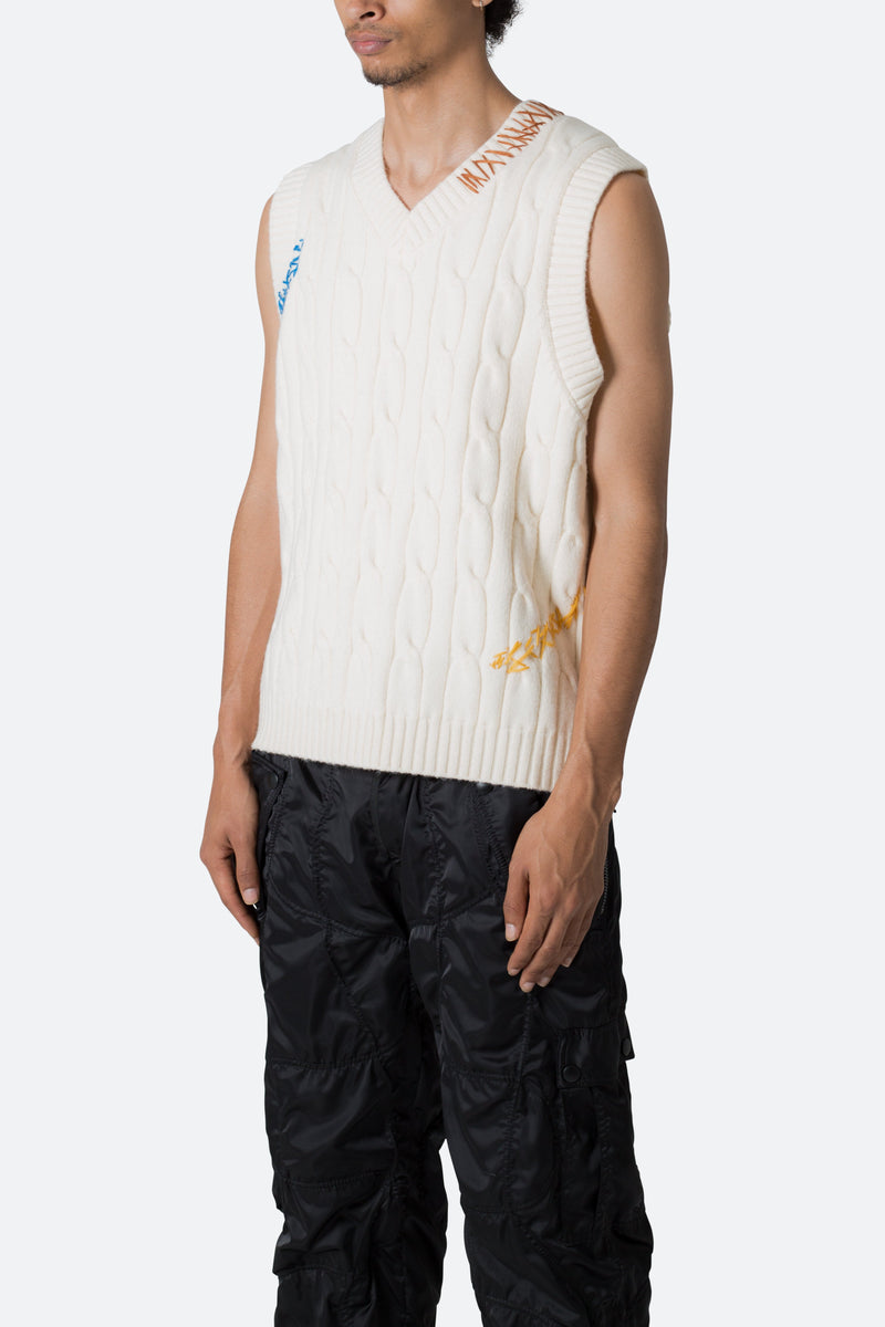 Cable Knit Vest - Off White