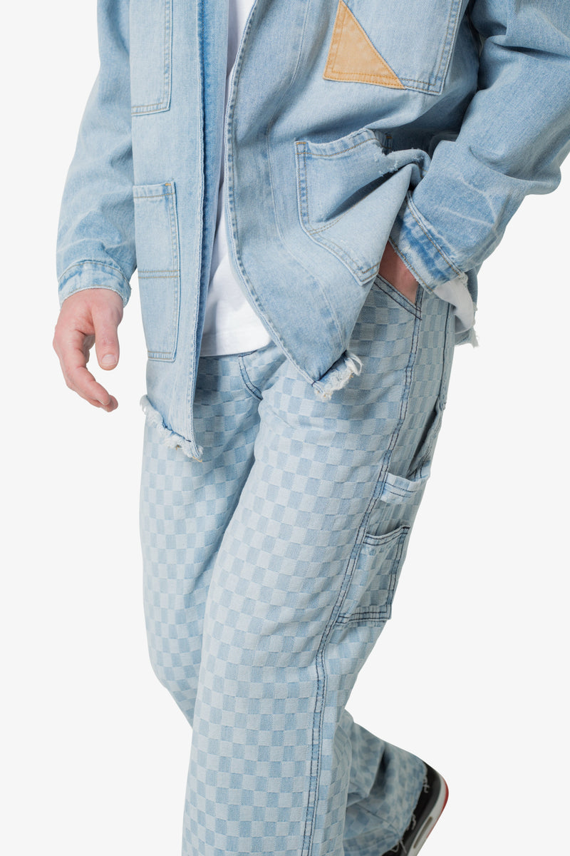 Printed Work Denim Denim - Blue/White | mnml | shop now