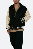 Collared Varsity Jacket - Black/White