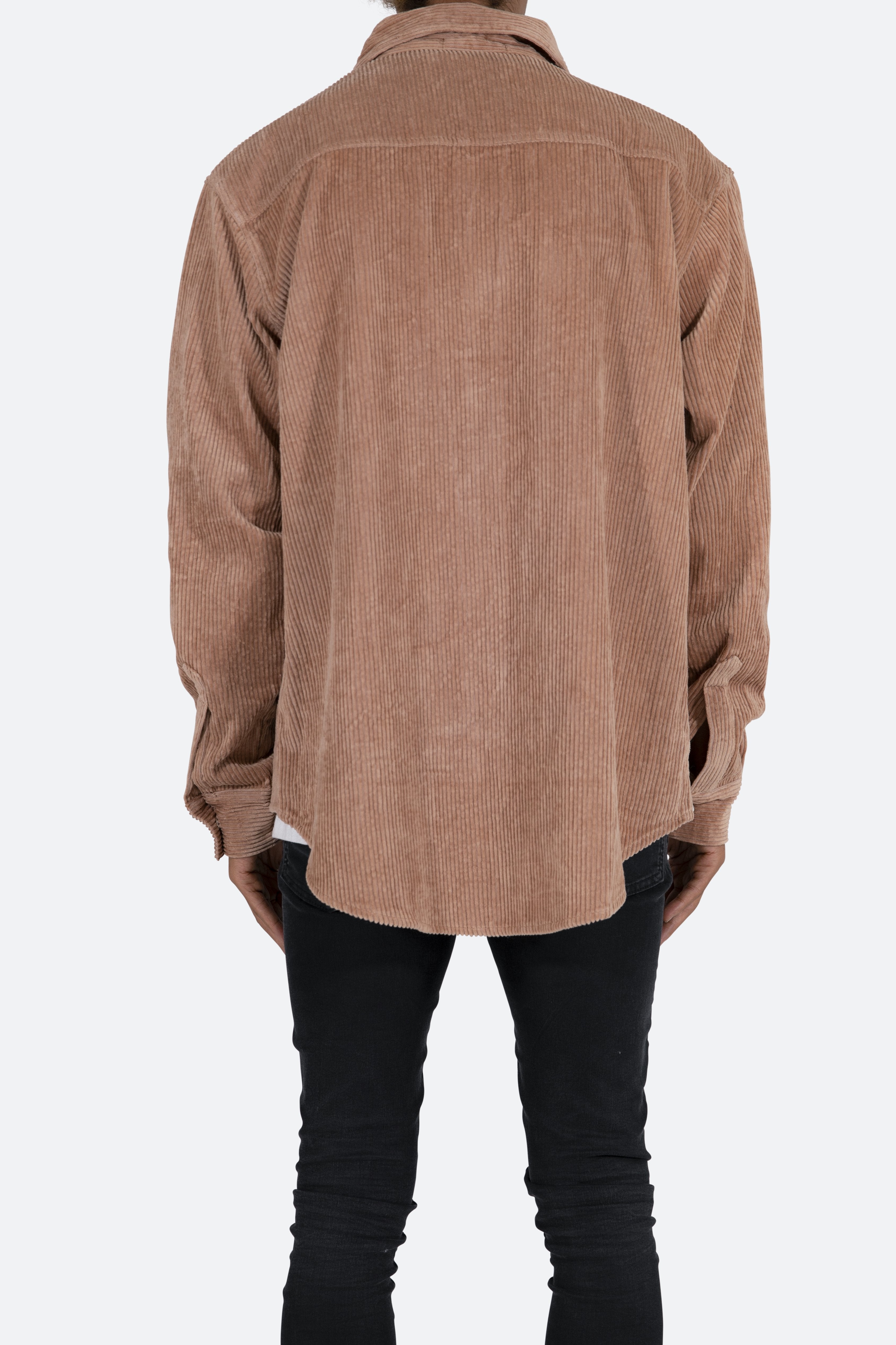 Corduroy Zip Up Shirt Brown mnml shop now