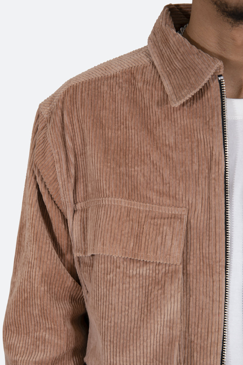 Corduroy Zip Up Shirt - Brown | mnml | shop now