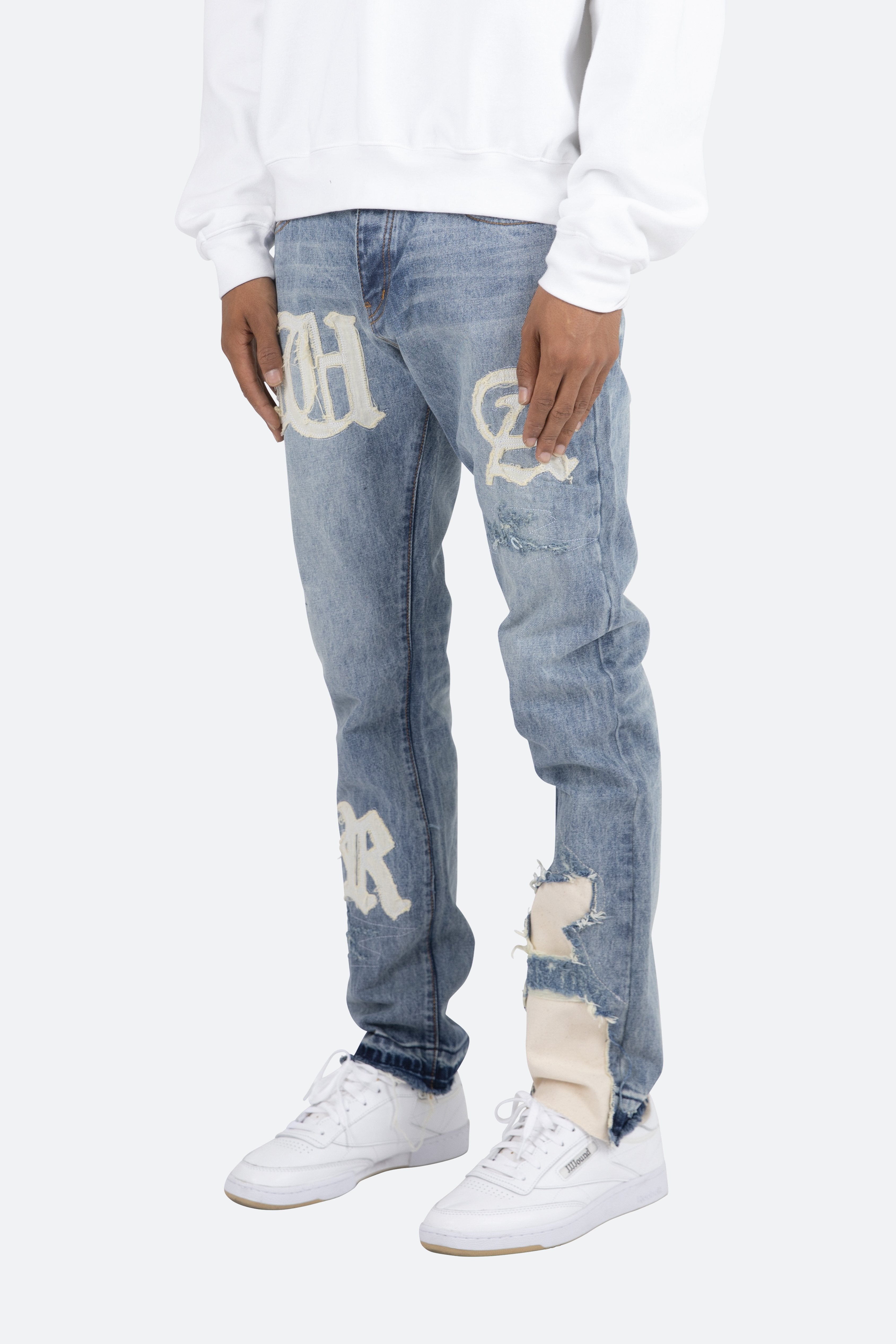 D198 War Straight Denim - Blue/White - Blue/White / 28