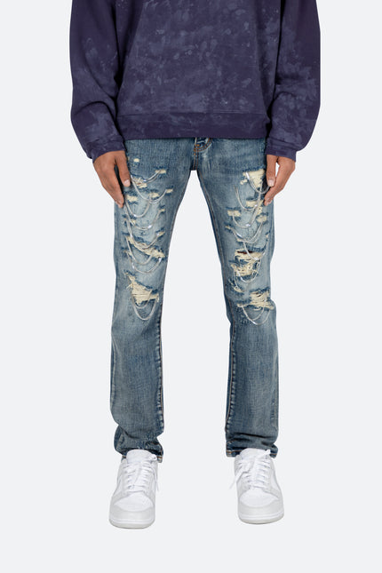 D436 Chain Straight Denim - Blue